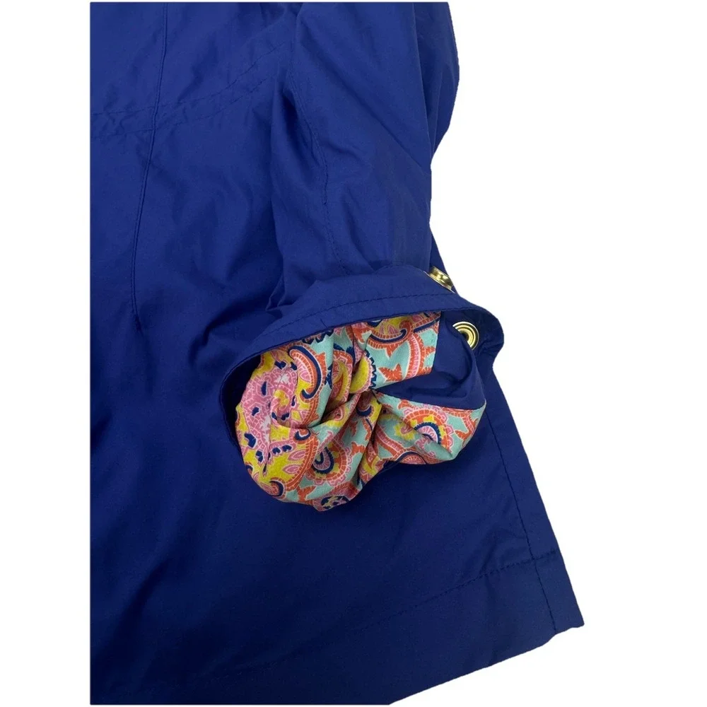 Peter Millar Women's Full Zip Lightweight Jacket Blue With Paisley Lining MEDIUM